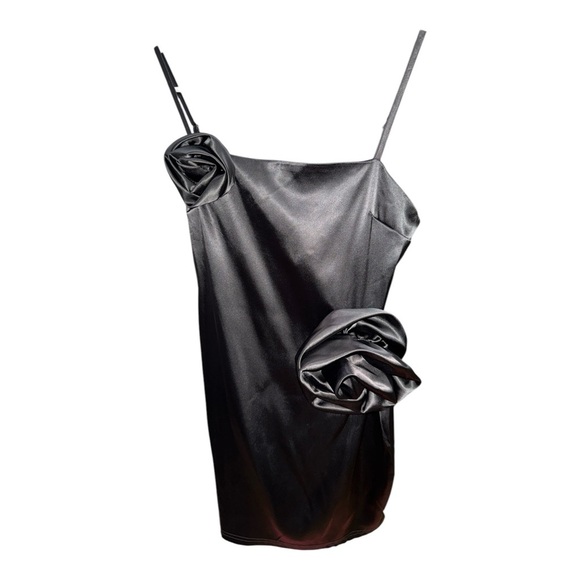 Black Embellished Spaghetti Strap Cocktail Mini Dress - Picture 3 of 5